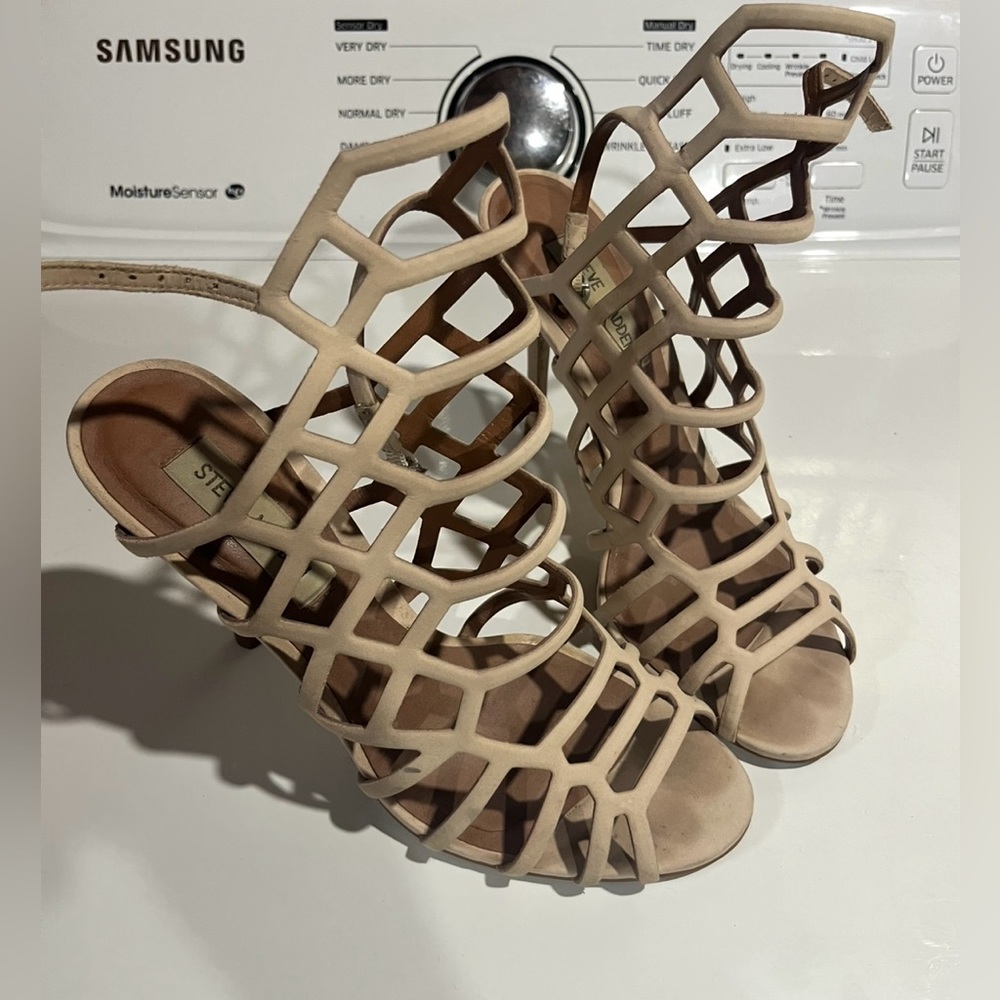 Beige Heels with Ankle Wrap